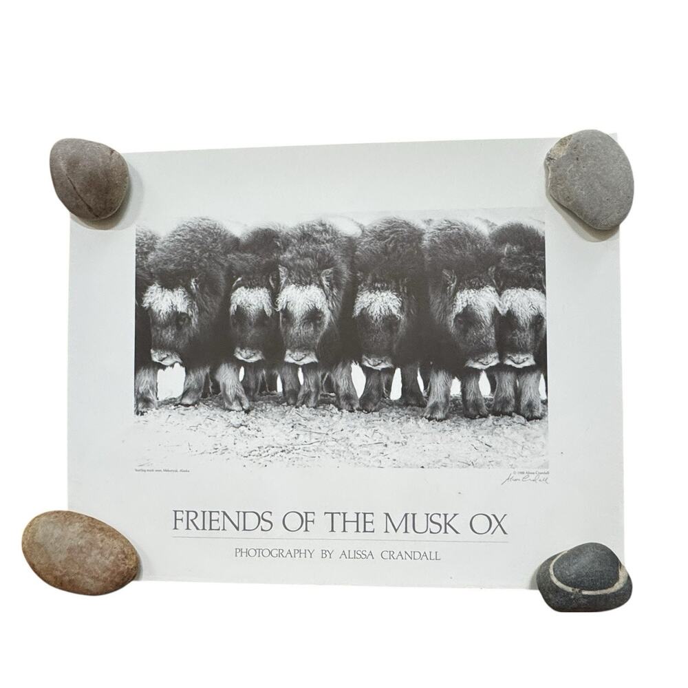 VTG Friends of the Musk Ox‎ Alissa Crandall Poster Artist Signed 1988 Mekoryuk